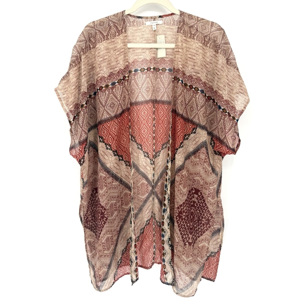 NWT Maurices Women's One Size Kimono Cover up Boho Tribal Earthy Boho Festival